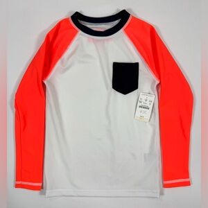 NWT CREWCUTS Boys' Neon Orange Raglan UPF 50+ Long Sleeve Rash Guard Size XS